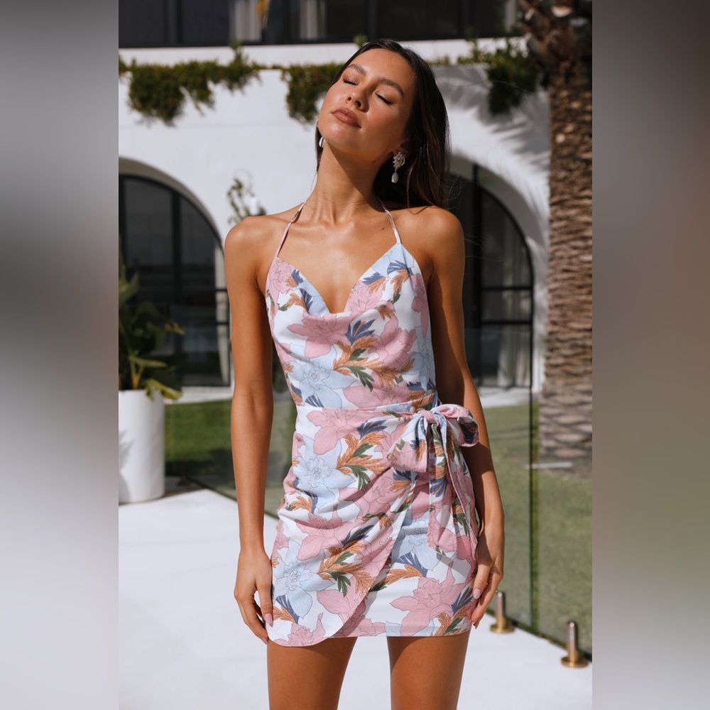 Hello Molly Floral Mini Dress - Pink and Blue